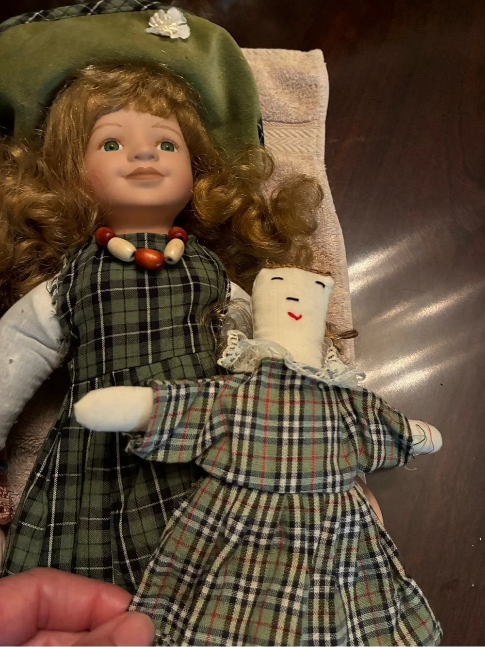 Green Portrait Doll with Green Eyes - Classic Cloth Dress
